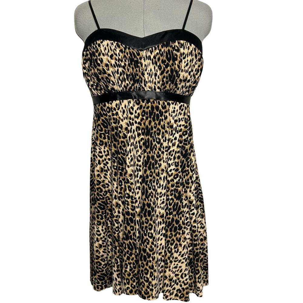 Vintage Y2K Leopard/Cheetah Print Babydoll Dress Size L